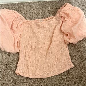 Peach Puff Sleeve Women's Top